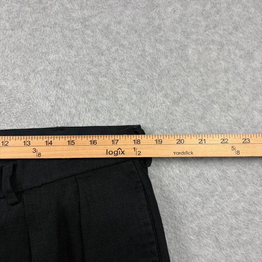 Polo Ralph Lauren Pants Mens 36x34 Black 100% Linen Pleated Cuffed High Rise Vtg